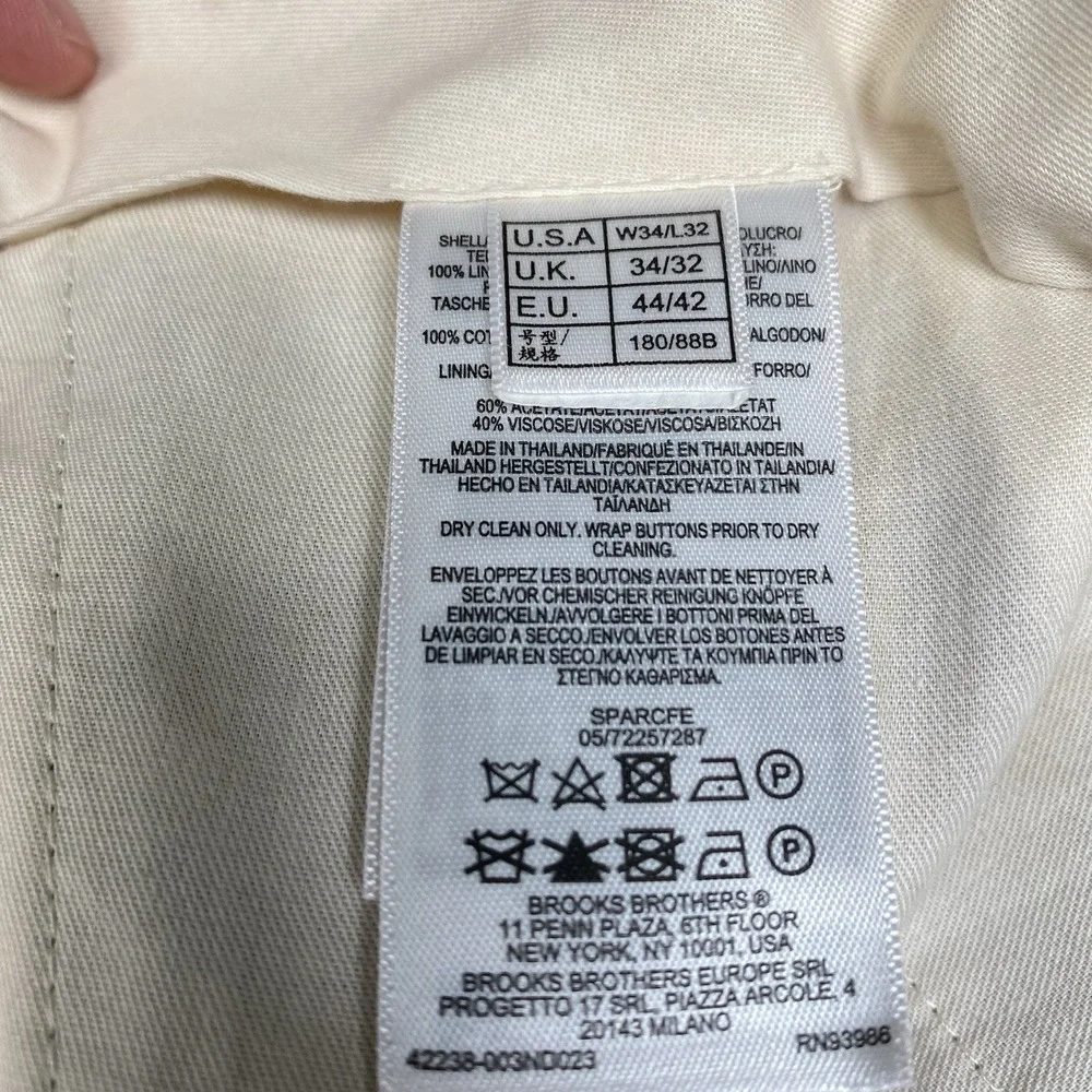 Brooks Brothers Classic Linen Pants Solbiati Nobel (36x32) Brown Herringbone